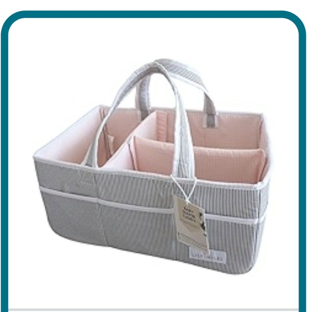 Lily Miles Gray and Pink Striped Organizer Caddy